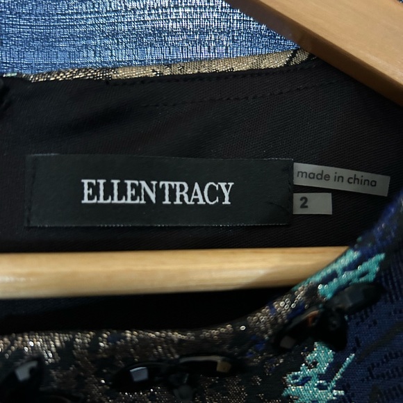 NWT Ellen Tracy Metallic Embossed Dress - Picture 5 of 7